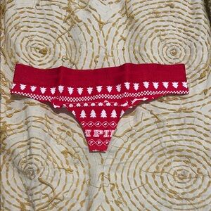 Red and White Holiday Thong
